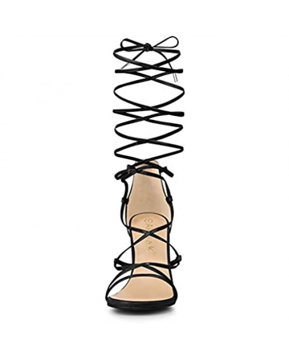Allegra K Women's Strappy Straps Lace Up Stiletto Heel Sandals