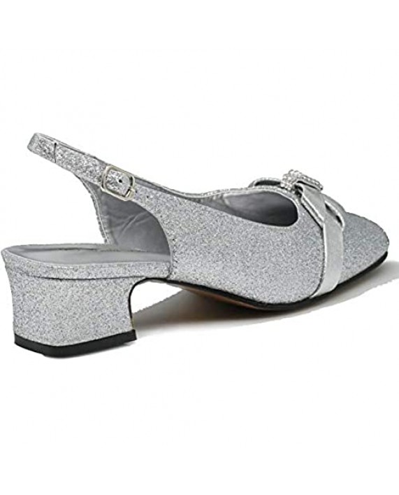 Enzo Romeo Antica02 Women's Wide Width Sling Back Low Heeled Pumps Sandals Shoes