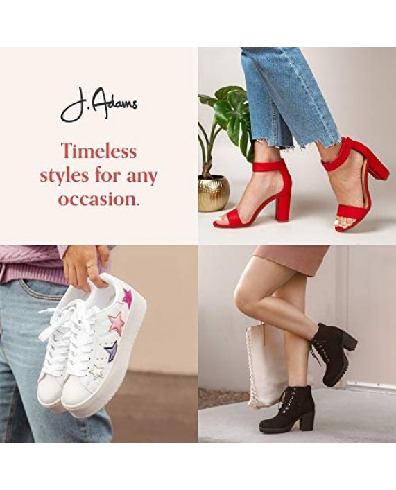 J. Adams Ankle Strap Pump Heel -Comfortable Round Toe Dress Block Shoe - Darling