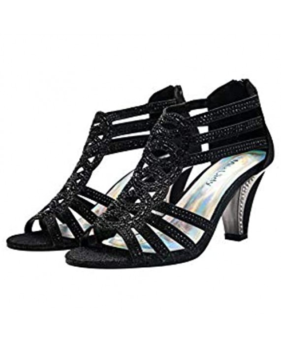 Mila Lady Women's Evening Rhinestone Lexie Crystal Dress Heeled Sandals