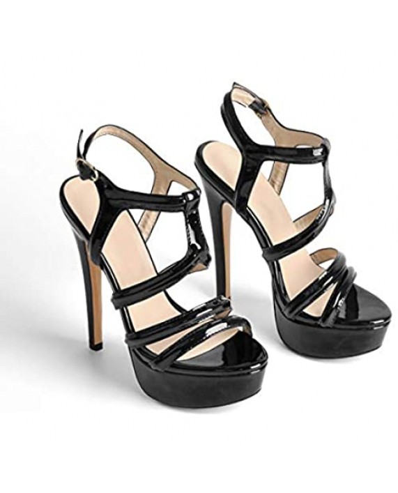 Yolkomo Women's Open Toe Stiletto Heel Ankle Strap Platform Slingback Sandals