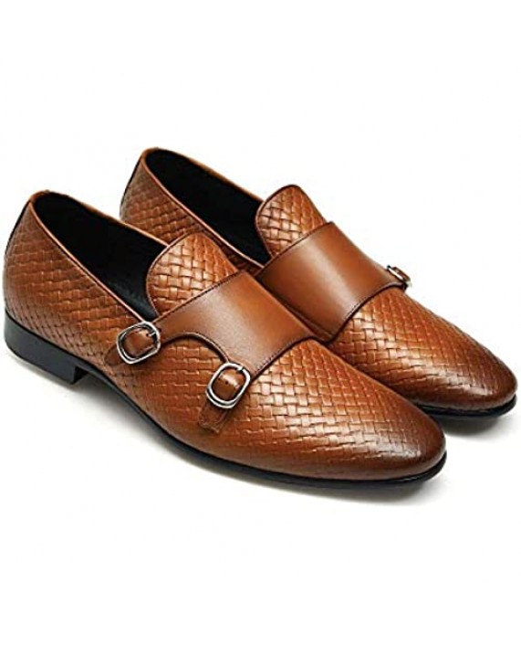 ALIPASINM Men's Dress Shoes Moder Slip on Monk Strap Shoe for Formal Party Occasion