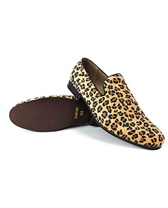 ÃZARMAN Men's Slip On Leopard Print Modern Dress Shoes Loafers