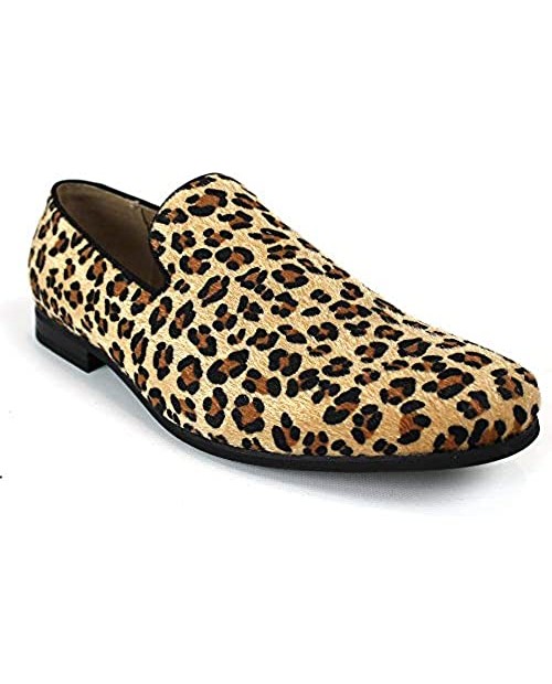 ÃZARMAN Men's Slip On Leopard Print Modern Dress Shoes Loafers