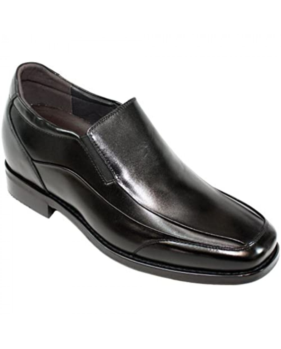 Calden Men's Invisible Height Increasing Elevator Shoes - Black Leather ...