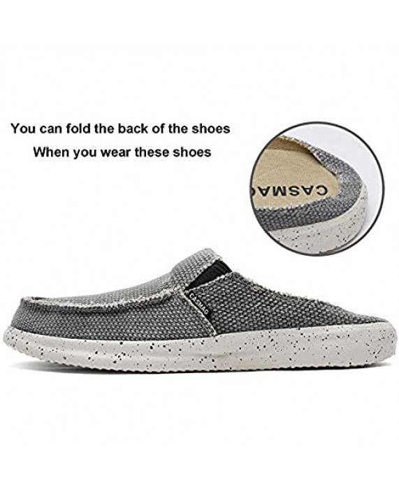 CASMAG Men's Casual Lightweight Slip On Shoes Clog Canvas Mule Loafer Backless Slide Sandal Walking Shoes