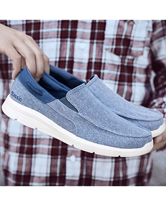 JABASIC Mens Slip On Canvas Loafers Casual Boat Walking Shoes