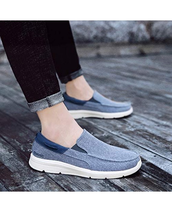 JABASIC Mens Slip On Canvas Loafers Casual Boat Walking Shoes