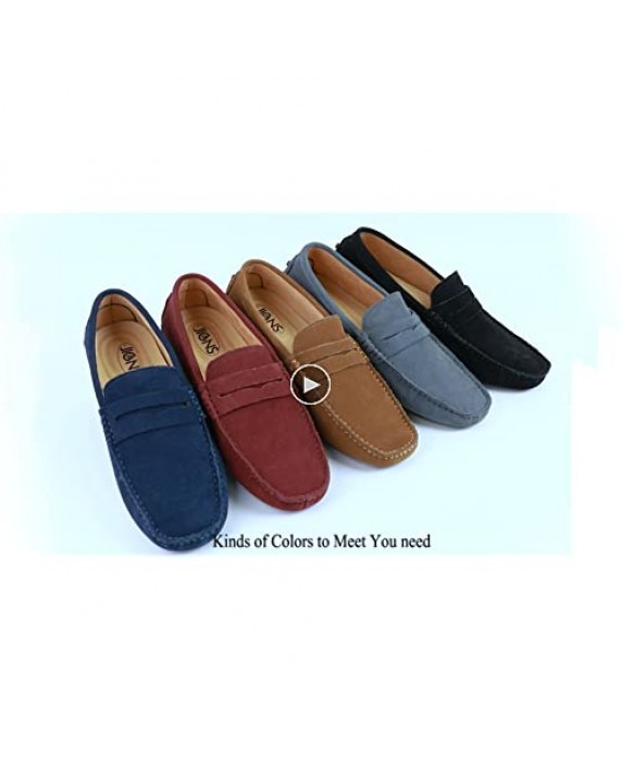 JIONS Mens Driving Penny Loafers Suede Moccasins Slip On Casual Dress Boat Shoes