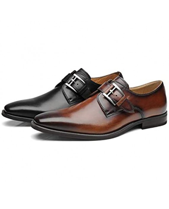 La Milano Mens Plain Toe Single Monk Strap Slip on Loafers Leather Oxford Modern Formal Business Dress Shoes …