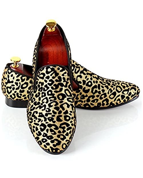 Men Wedding Shoes Leopard Printed Slip-On Dress Loafer