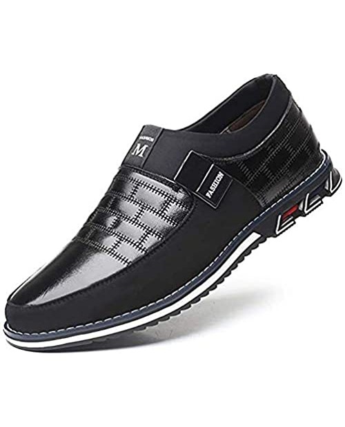 Mens Driving Moccasin Brogue Leather Shoes Classic Loafers Oxford Lace Up Casual Business Men Comfort Walking Business Office