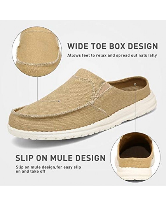 Mishansha Mens Canvas Mules Comfort House Slippers Lightweight Slip on Walking Shoes Casual Loafers