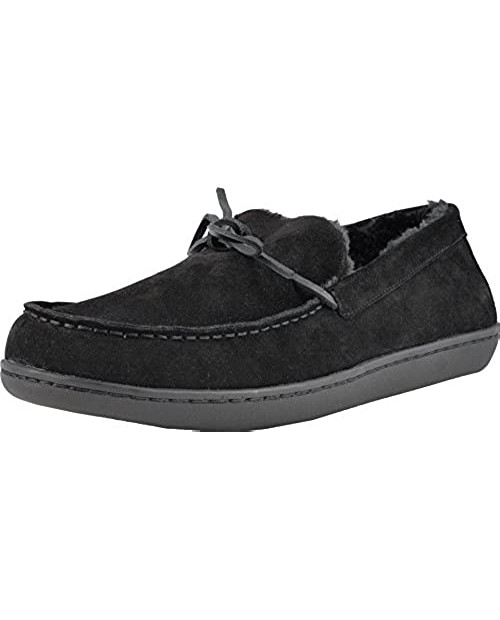 Vionic Men's Irving Adler Slipper with Durable Rubber Sole - Faux Shearling Moccasins That Include Three-Zone Comfort with Orthotic Insole Arch Support Soft House Shoes for Men