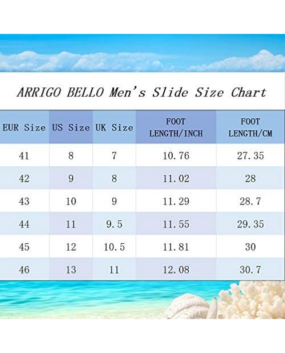 ARRIGO BELLO Men's Athletic Slide Adjustable Sandals Soft Shower Beach Sandals Open Toe Comfort Slip On Shoes