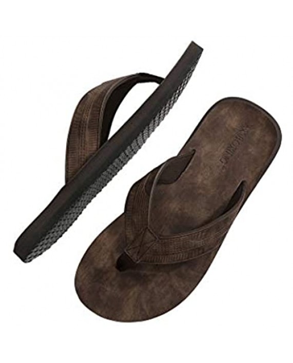 AX BOXING Men's Flip Flops Thong Sandals Advanced Soft Leather Slides Slipper