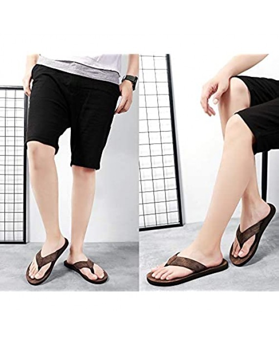 AX BOXING Men's Flip Flops Thong Sandals Advanced Soft Leather Slides Slipper