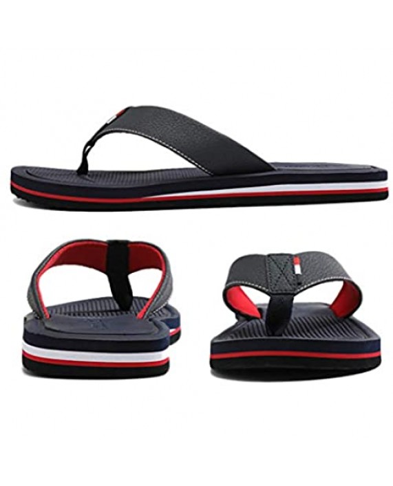 AX BOXING Mens Flip Flops Thong Sandals Leather Sliders Comfort Slippers for Beach