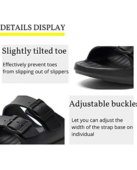 Chenghe Unisex Arch Support Comfort Slides Double Buckle Adjustable Recovery EVA Flat Sandals for Men Women