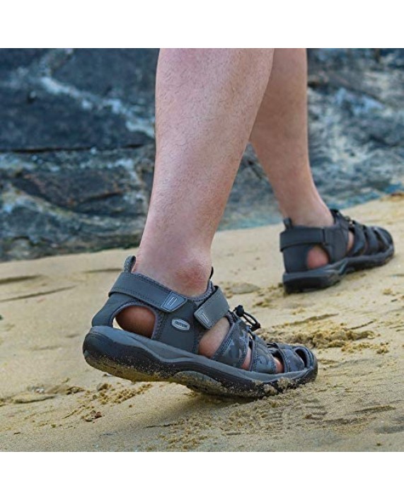 GRITION Men’s hiking Sandal for Outdoor Walking Closed Toe Summer Sport Athletic sandal Fisherman Shoes Lightweight Casual Beach Breathable Adjustable
