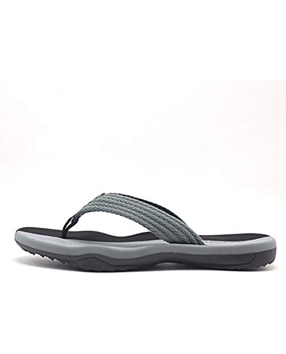 Husmeu Men's Flip Flops Sandal Summer Beach Sandals for Men Non Slip Comfy Arch Support Casual Thong Sandals Sport Flat Slides Shoes