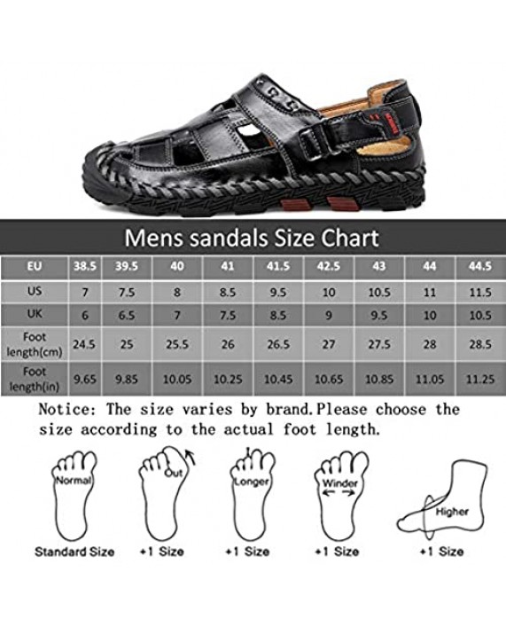 MAIZUN Mens Sandals Leather Closed Toe Summer Outdoor Fisherman Sandal Adjustable Breathable Sport Sandals