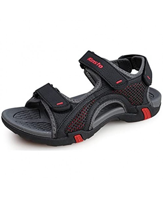 Men's Synthetic Leather Sandals Opened Toe with Triple Hook and Loop Fastener