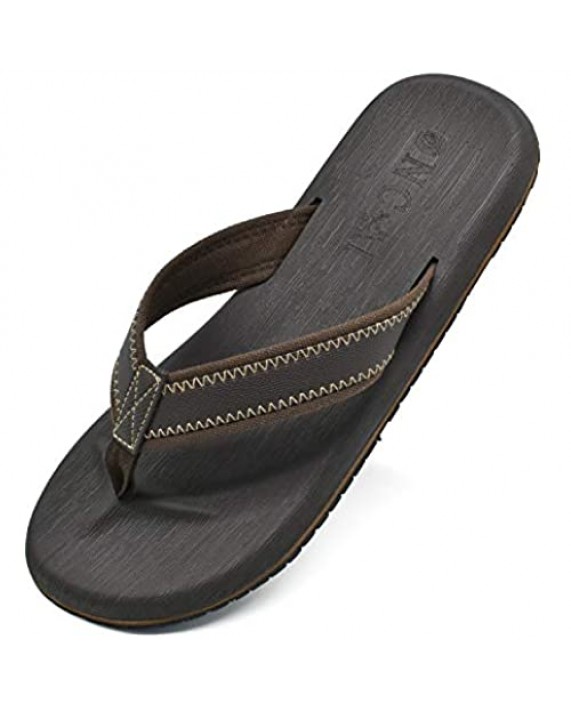 ONCAI Mens Sandals Flip Flops for Men Black Athletic Cushion Footbed Waterproof Outdoor Summer Beach Slippers