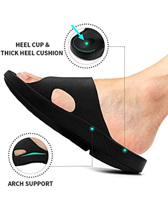 Unisex Slippers Simple Sandals with Arch Support Recovery Shoes Sport Slide Sandal Black