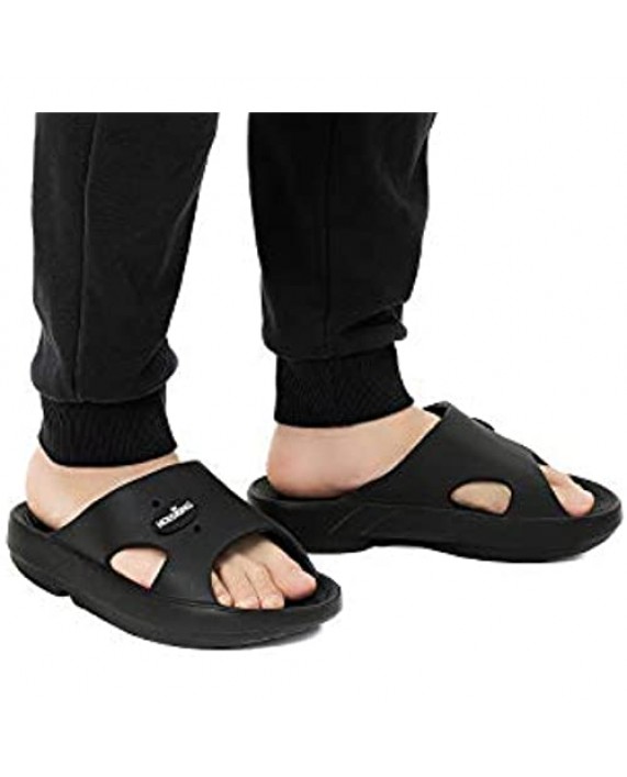Unisex Slippers Simple Sandals with Arch Support Recovery Shoes Sport Slide Sandal Black