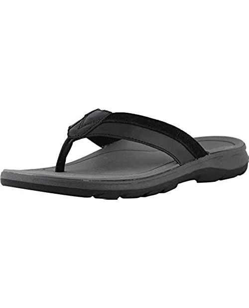 Vionic Canoe Dennis Toe-Post Sandal - Men's Leather Flip-Flop with Concealed Orthotic Arch Support
