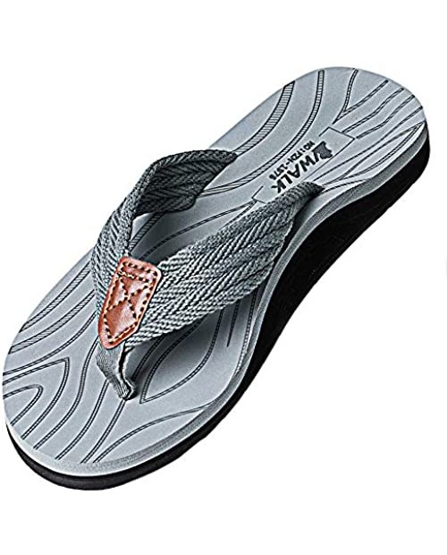 VWALK Men's Sandal Flip Flop with Orthotic Arch Support for Flat Feet Plantar Fasciitis