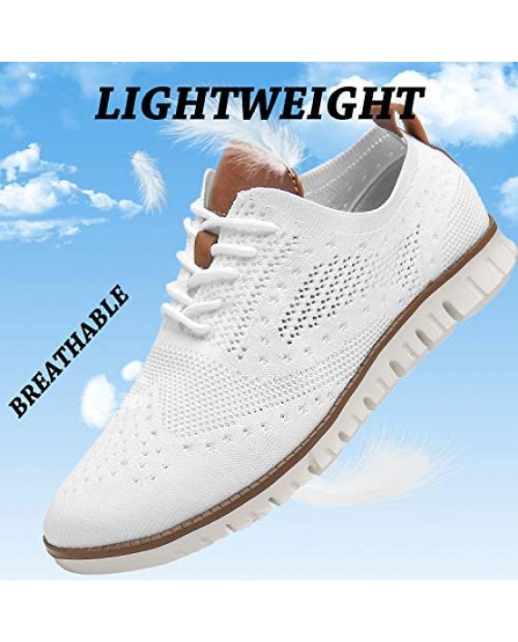 ChayChax Men's Breathable Oxfords Casual Sneakers Brogues Lace Up Dress Shoes Wingtip Soft Business Office Shoes