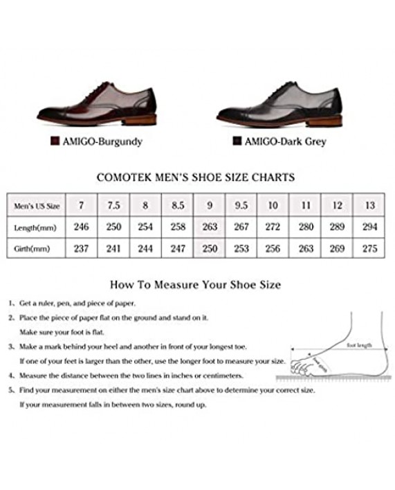 COMOTEK Italian Mens Dress Shoes Full Grain Leather Comfortable Dress Shoes for Men-Amigo
