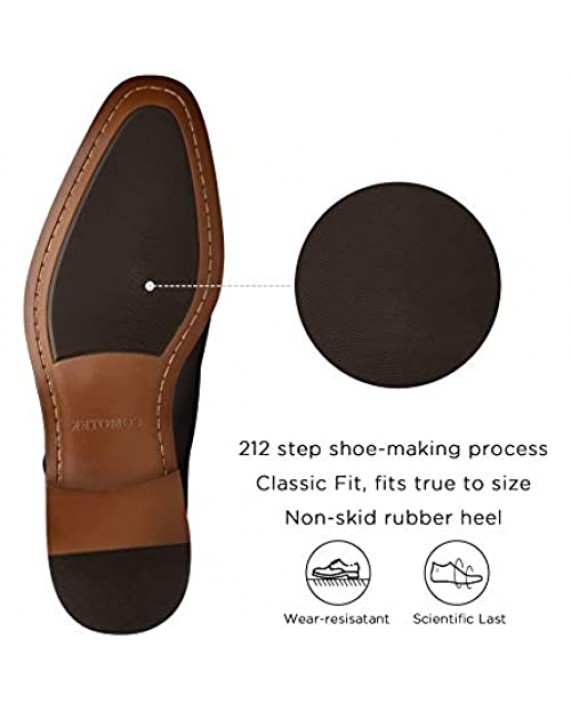 COMOTEK Italian Mens Dress Shoes Full Grain Leather Shoes Comfortable Double Monk Strap，Pure Cow Leaher Oxford Mens Shoes-Como