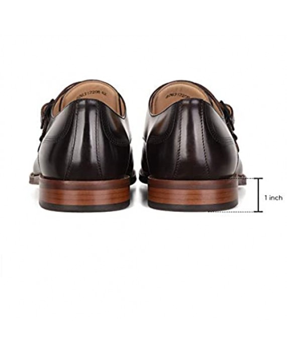 COMOTEK Italian Mens Dress Shoes Full Grain Leather Shoes Comfortable Double Monk Strap，Pure Cow Leaher Oxford Mens Shoes-Como