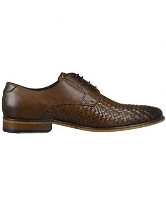 MARC JOSEPH NEW YORK Men's Leather Gold Collection Dress Woven Oxford