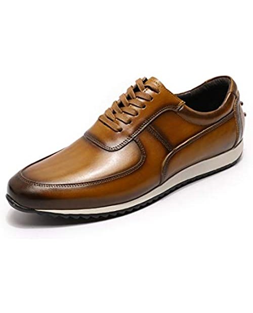 Men's Lace-up Casual Oxford Walking Shoes Lightweight and Wear-Resistant Leather Shoes