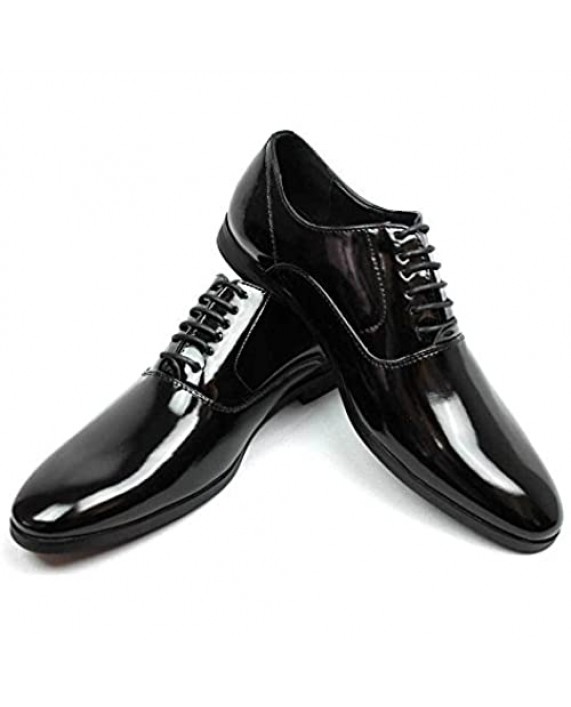 Men's Tuxedo Shoes Patent Leather Traditional Round Toe Lace Up Oxfords AZAR