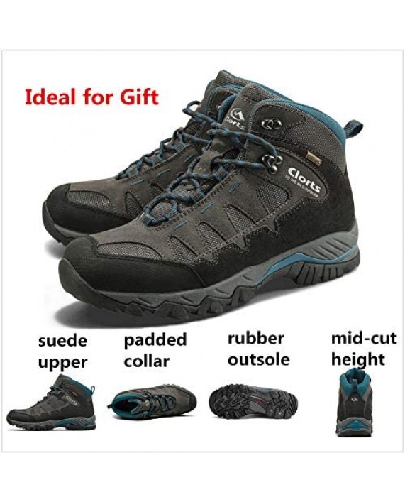 Clorts Men's Mid Hiking Boot Hiker Leather Waterproof Lightweight Outdoor Backpacking Trekking Shoe