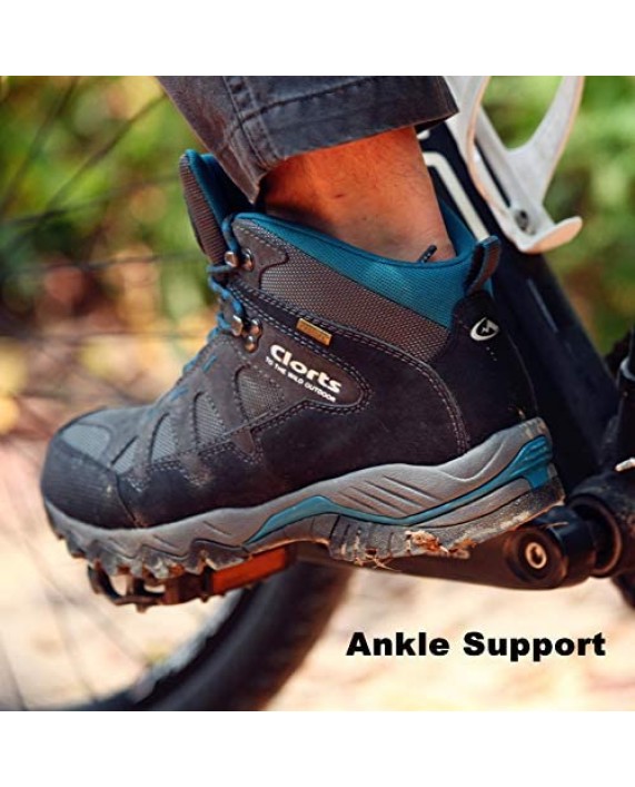 Clorts Men's Mid Hiking Boot Hiker Leather Waterproof Lightweight Outdoor Backpacking Trekking Shoe