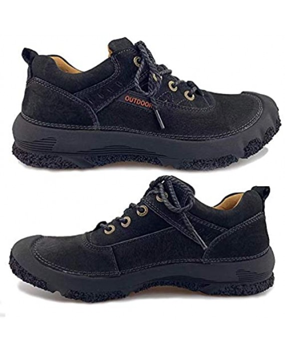 Cmaocv Men's Leather Outdoor Hiking Chic Walking Work Sports Sneakers Trekking Climbing Lightweight Shoes