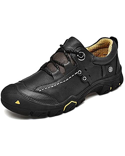Cmaocv Men's Outdoor Walking Leather Hiking Shoes Sports Casual Dress Work Breathable Trekking Sneakers