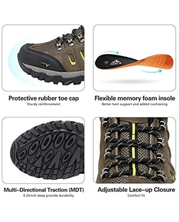 NORTIV 8 Men's Waterproof Hiking Shoes Lightweight Leather Low-Top Hiking Shoes for Outdoor Trailing Trekking Camping Walking