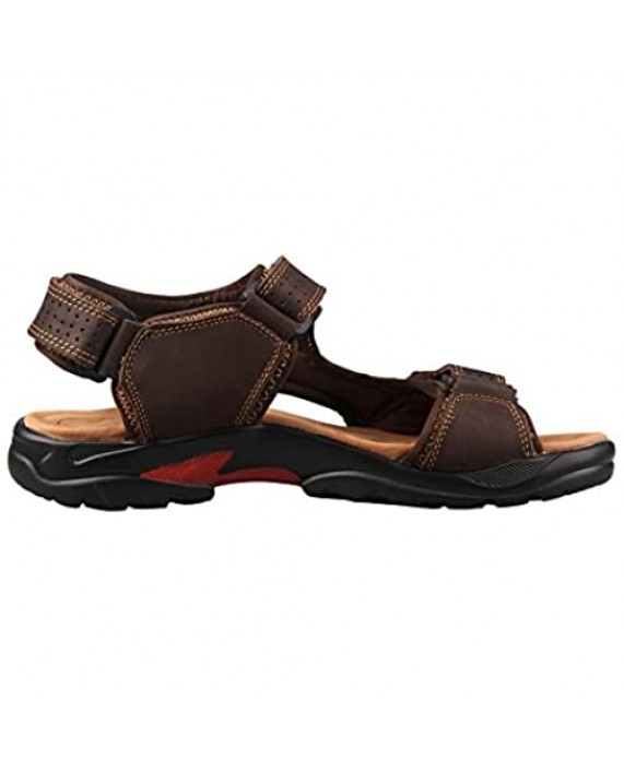 4HOW Mens Sporty Outdoor Leather Sandals Atheletic Water Shoes