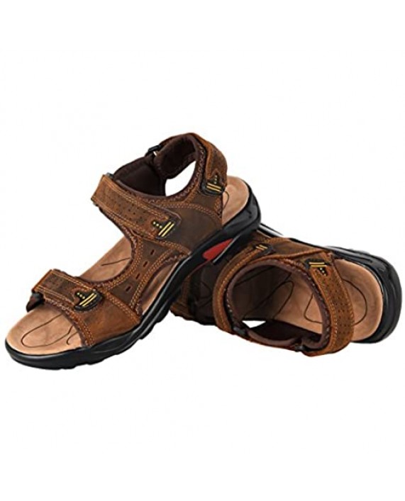4HOW Mens Sporty Outdoor Leather Sandals Atheletic Water Shoes