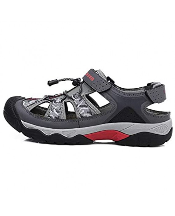 BETOOSEN Mens Closed Toe Sandals Outdoor Athletic Hiking Sandal Summer Lightweight Beach Walking Sandals Fishermen