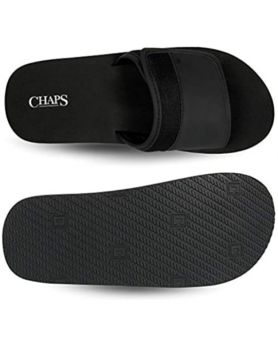Chaps mens Slide Athletic Sandal Flip Flop Black 8 9 US