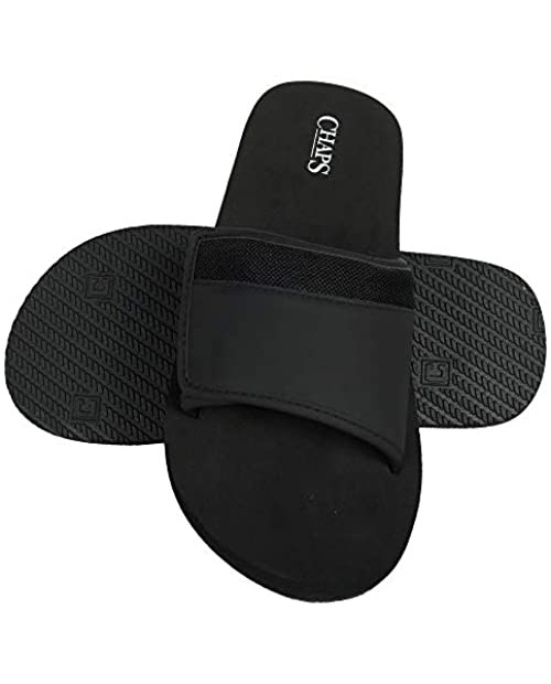 Chaps mens Slide Athletic Sandal Flip Flop Black 8 9 US