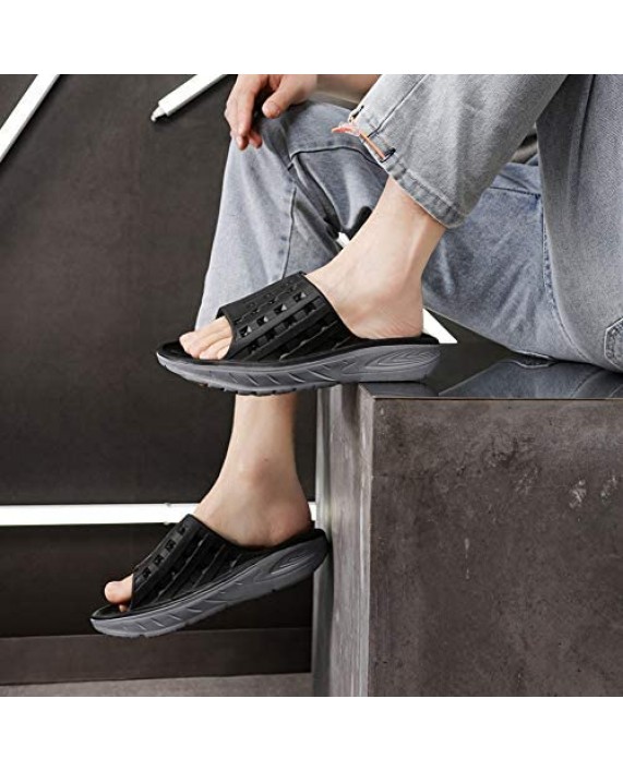 EASYANT Men Shower Shoes Arch Support Recovery Slide Sandals Anti Slip Sport Slippers